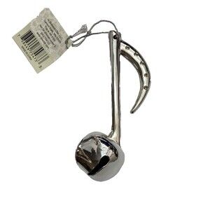 Midwest-CBK Eighth Note Ornament Metal Look W Bell Silver 4.75 in